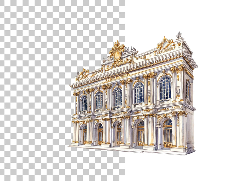 Ornate Baroque Palace Building Clipart Bundle