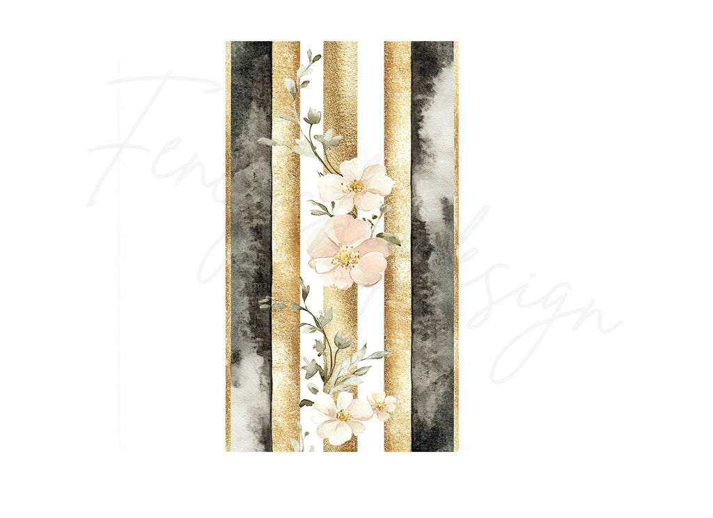 Gold Black Floral Clipart Bundle