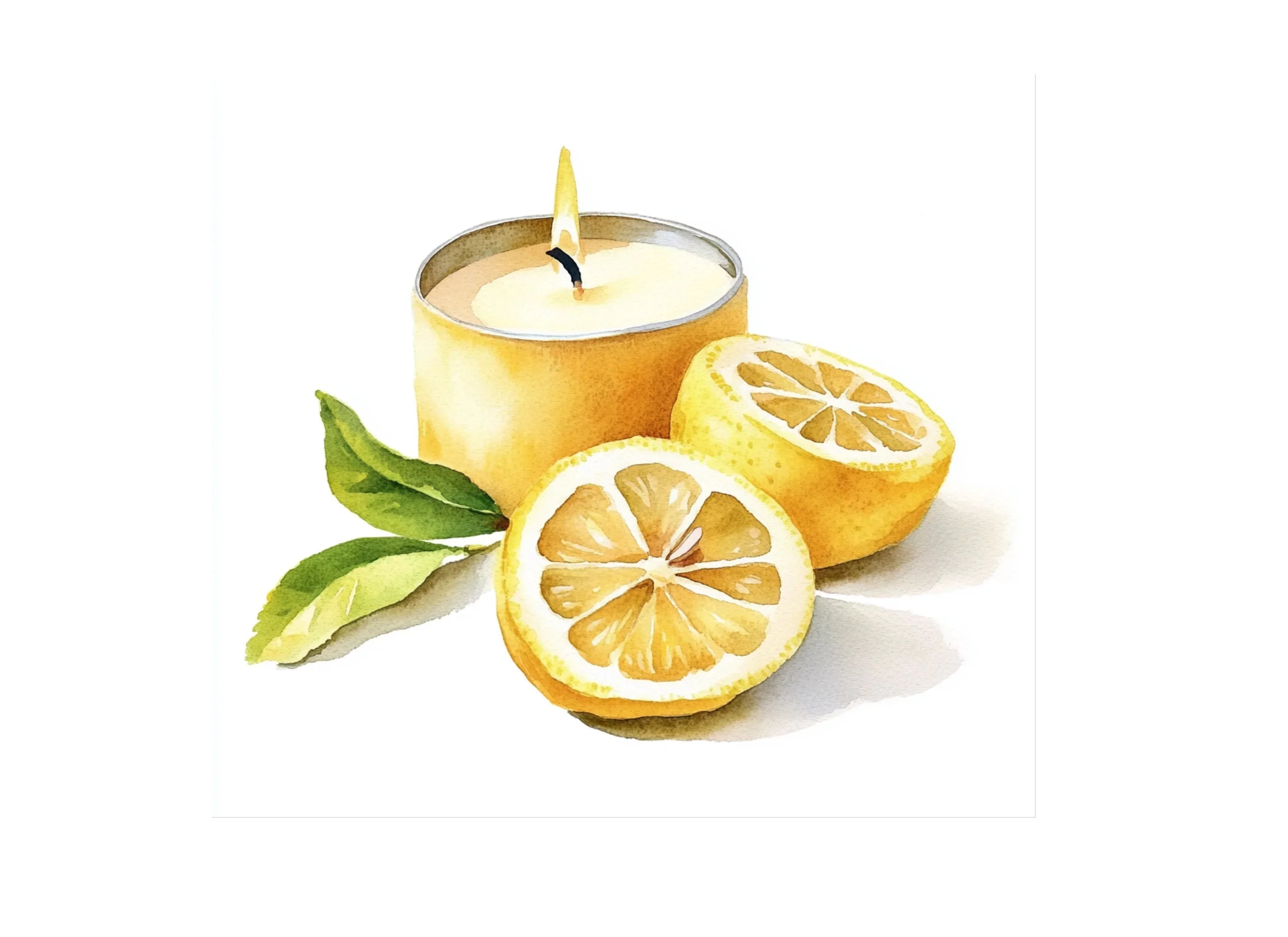 Lemon Candle Illustration Clipart Bundle