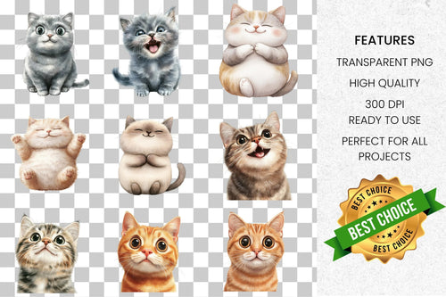 Adorable Cat Kitten Clipart Bundle