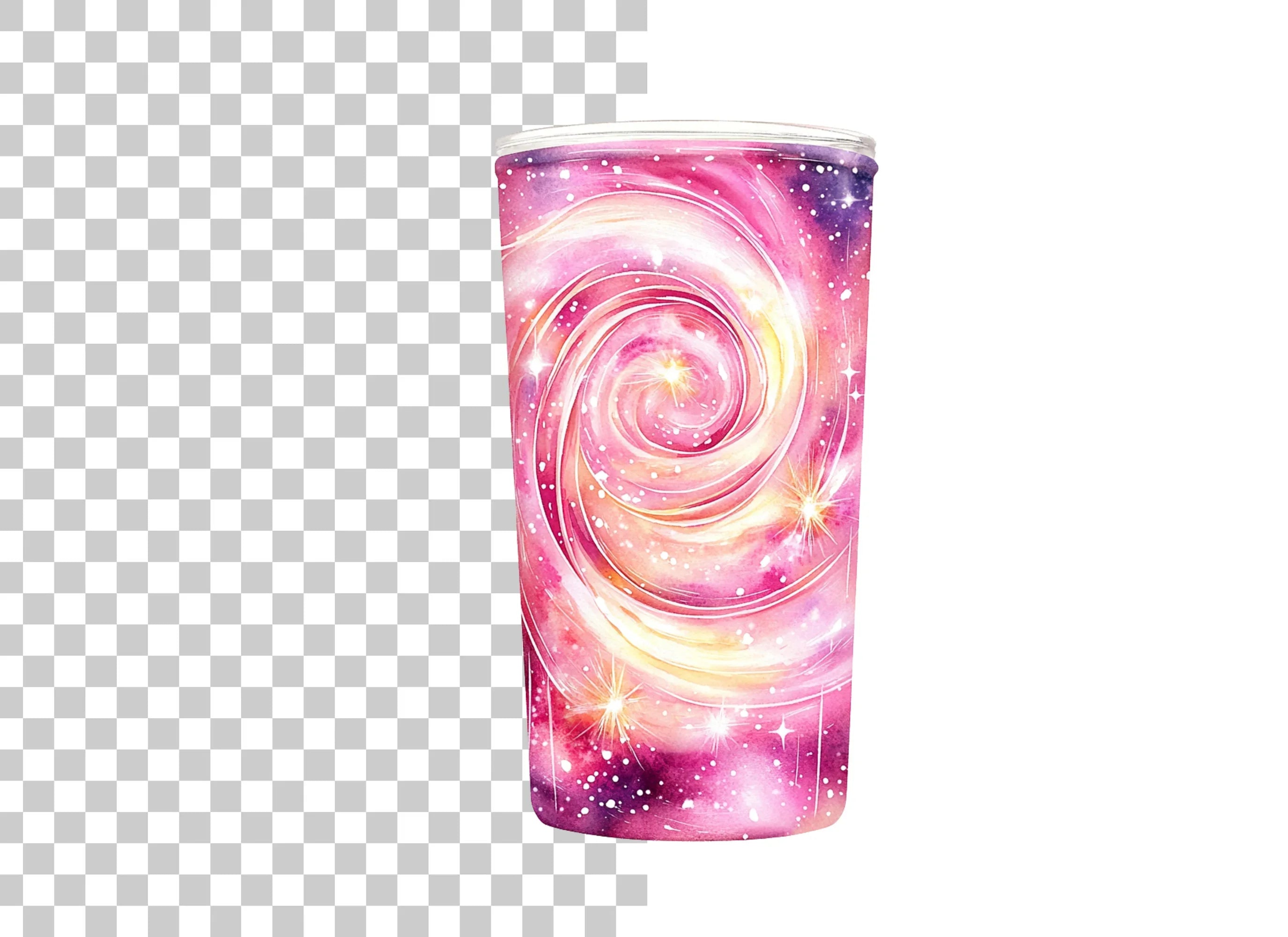 Pink Galaxy Swirl Tumbler Clipart Bundle