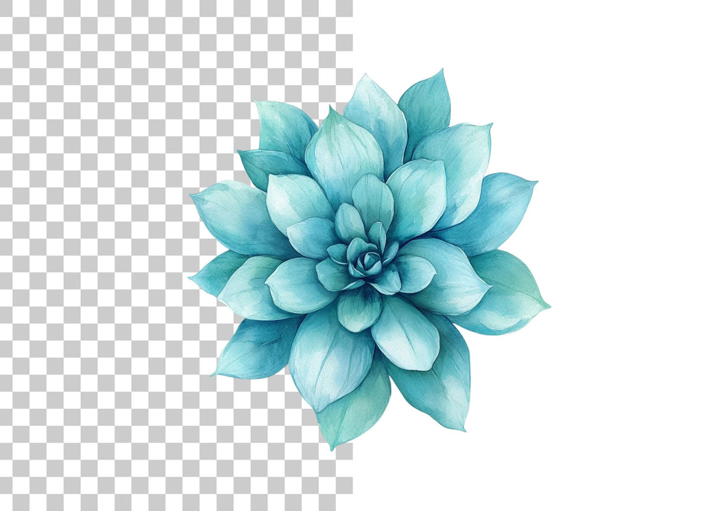 Blue Dahlia Flower Clipart Bundle
