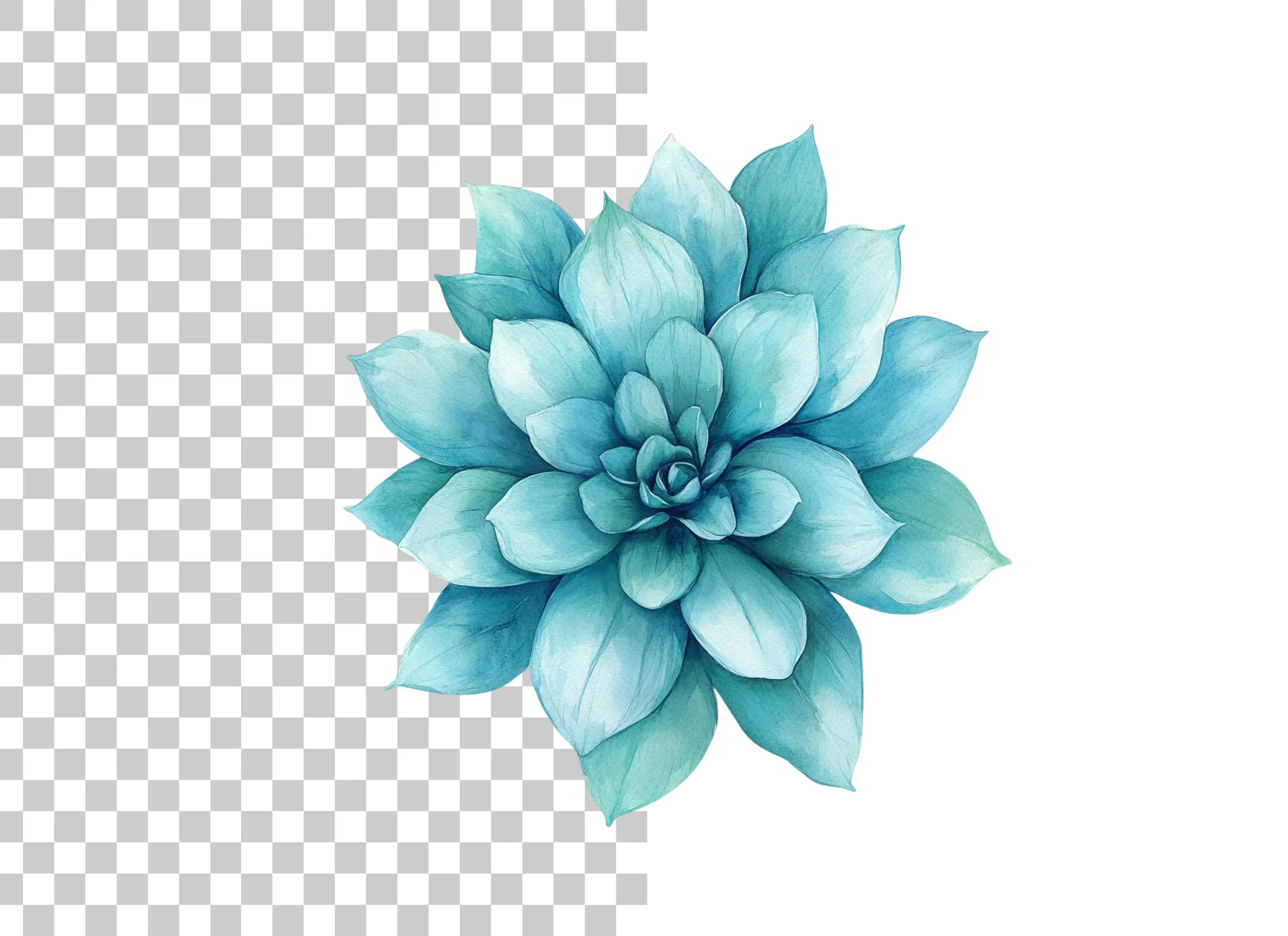Blue Dahlia Flower Clipart Bundle