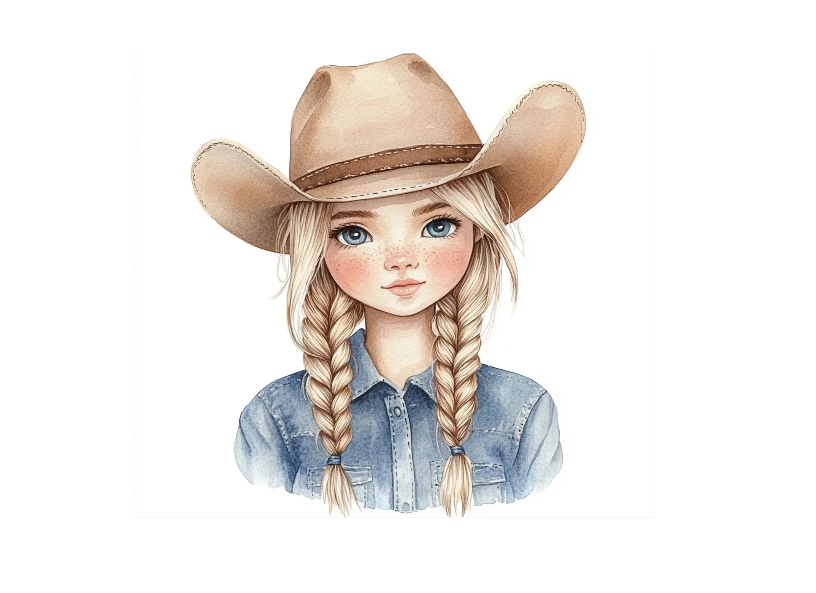 Cowgirl With Braids Clipart Bundle