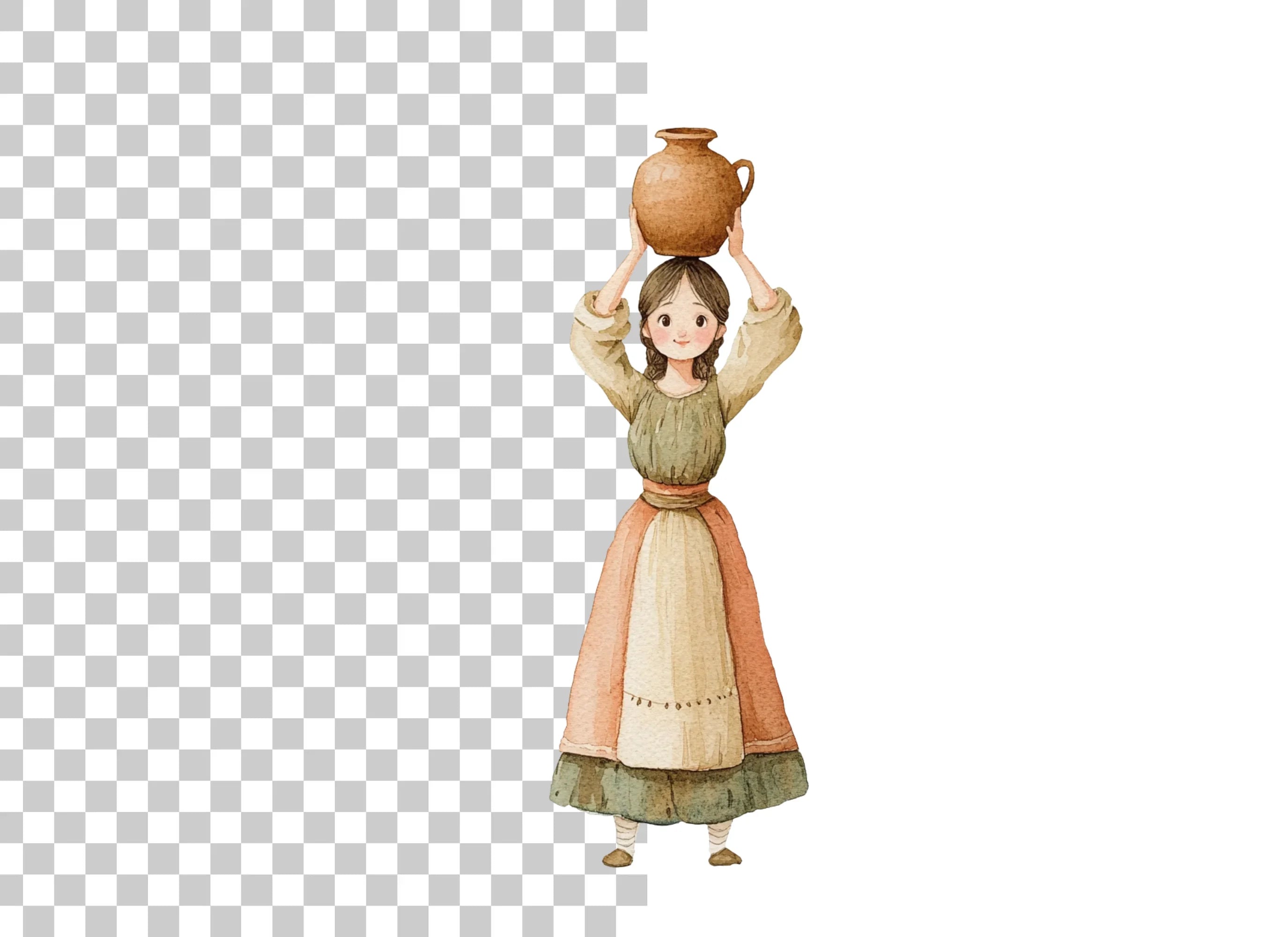 Girl Carrying Pot Clipart Bundle
