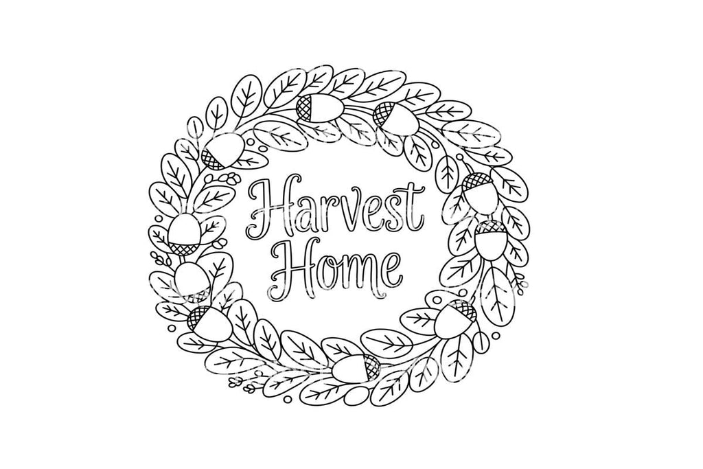 Acorn Wreath Harvest Home Coloring Books