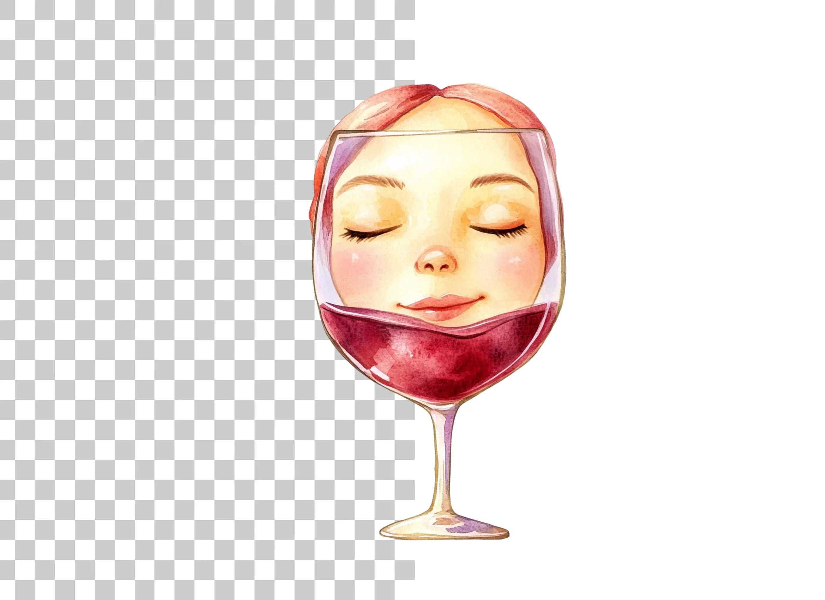 Wine Glass Faces Clipart Bundle