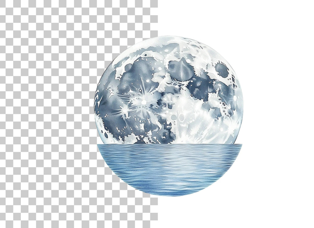 Moon Water Reflection Clipart Bundle
