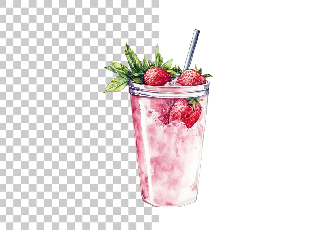 Strawberry Smoothie Clipart Bundle