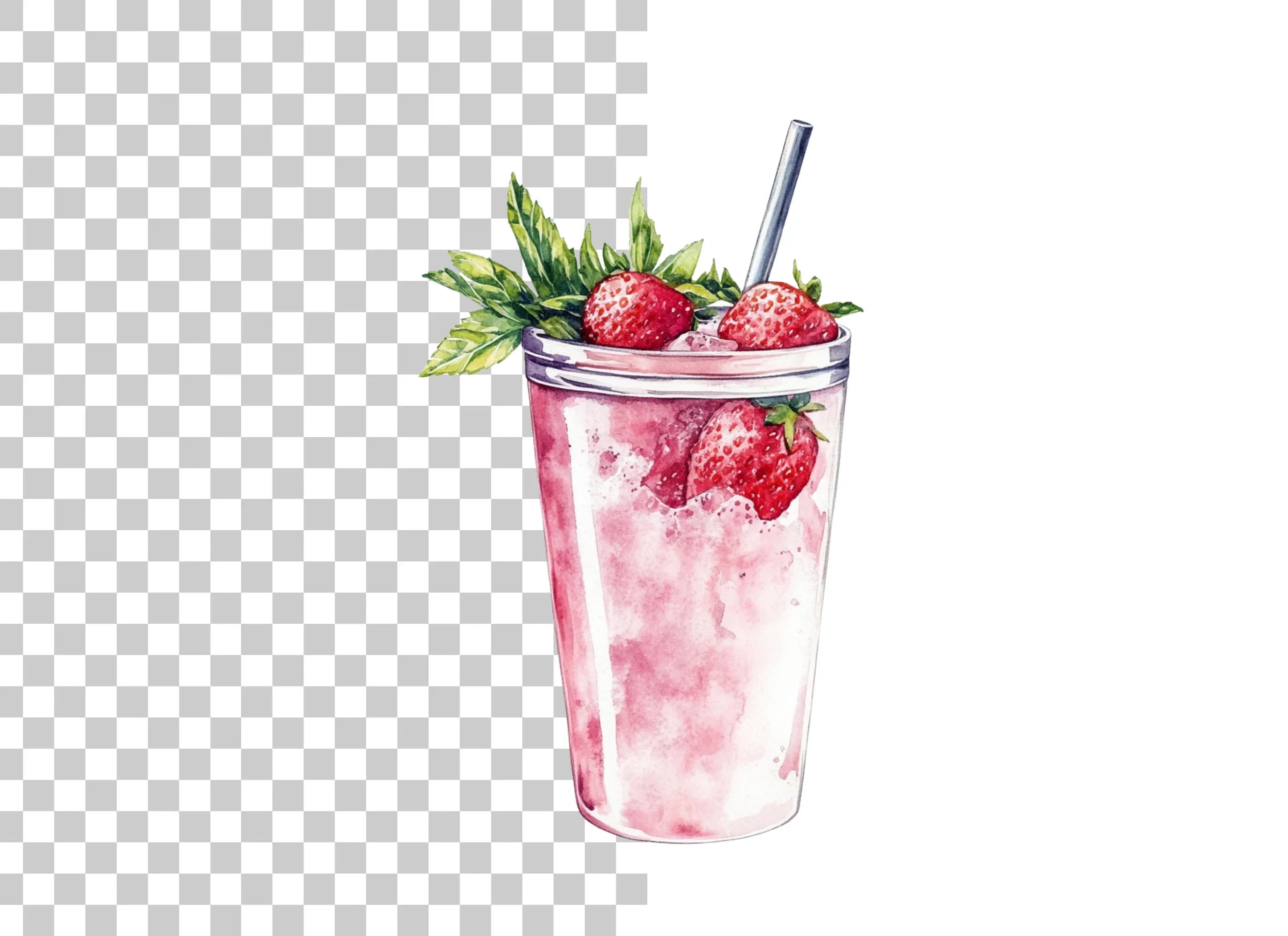 Strawberry Smoothie Clipart Bundle