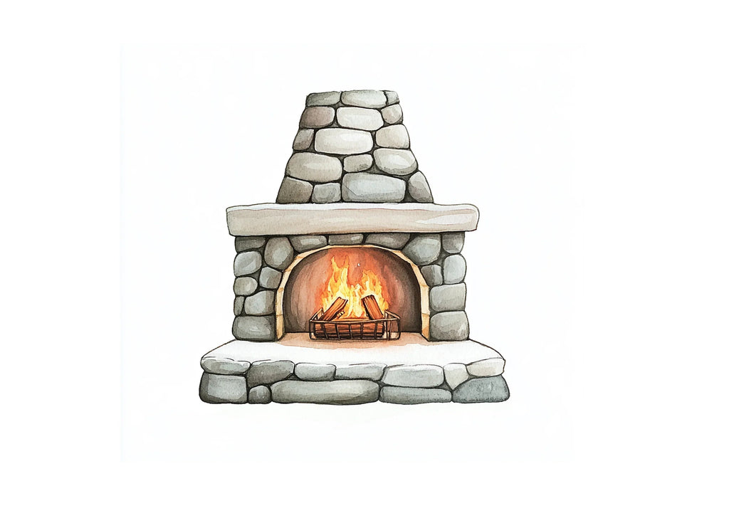 Rustic Stone Fireplace Clipart Bundle