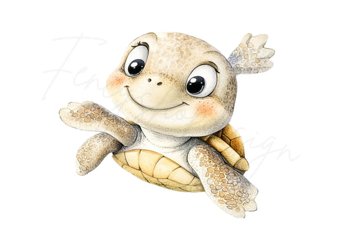 Adorable Baby Sea Turtles Clipart Bundle
