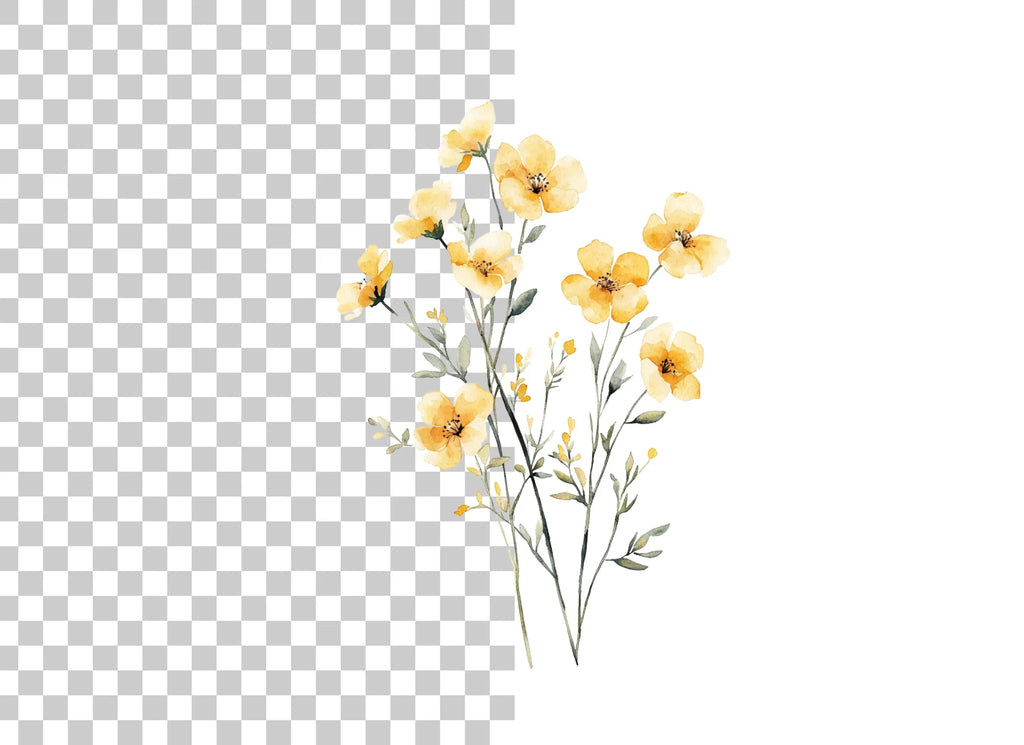 Yellow Wildflowers Clipart Bundle