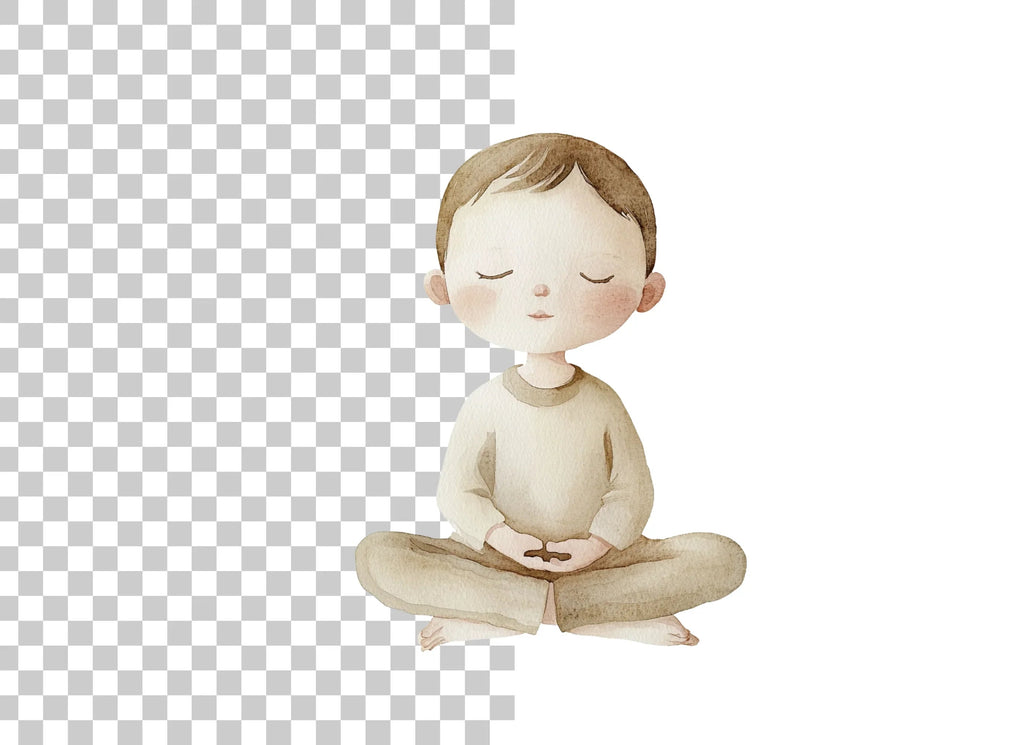 Meditating Boy Serenity Clipart Bundle