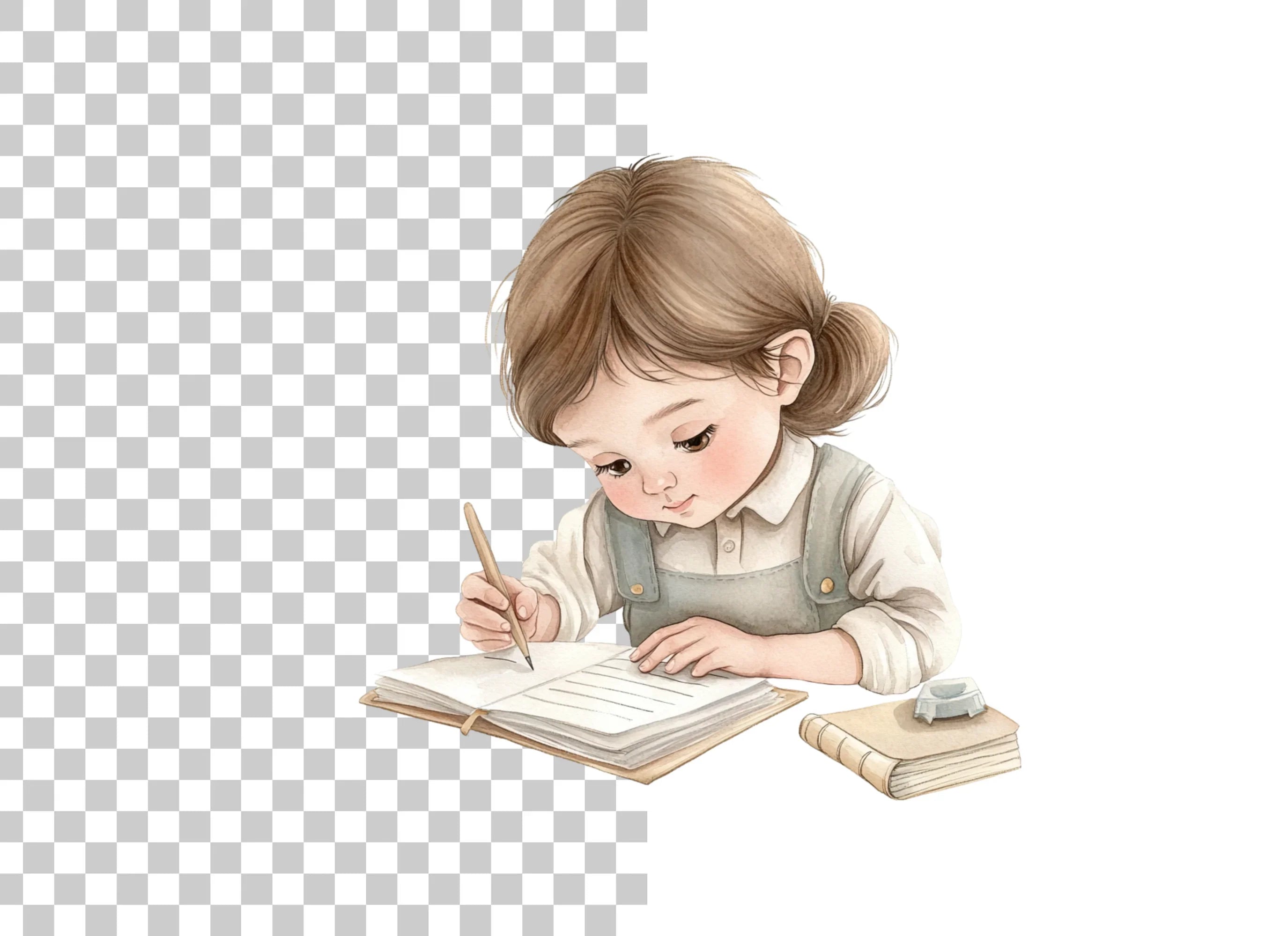 Cute Girls Studying Clipart Bundle