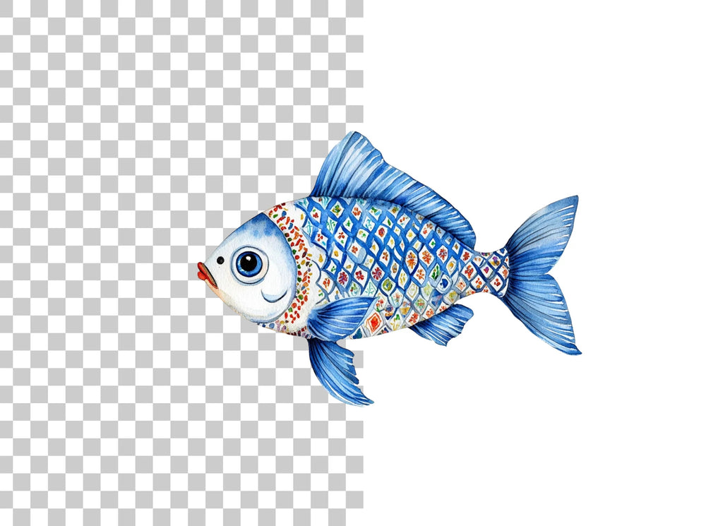 Decorative Blue Fish Clipart Bundle