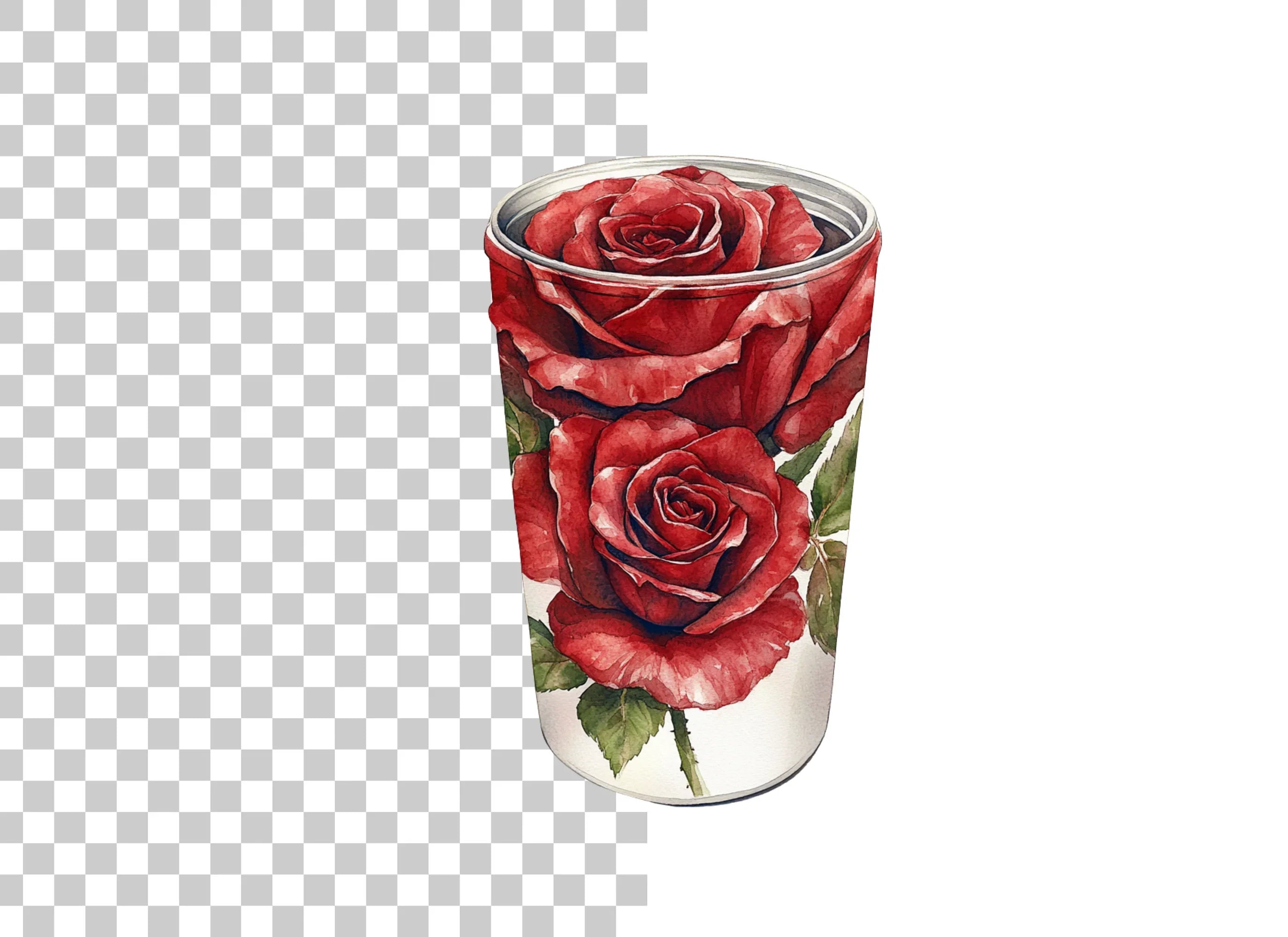 Red Rose Tumbler Clipart Bundle