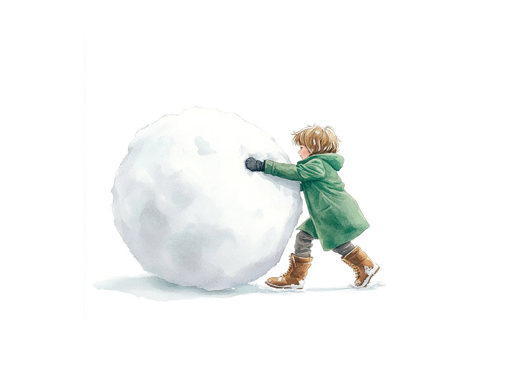 Kids Rolling Snowballs Clipart Bundle