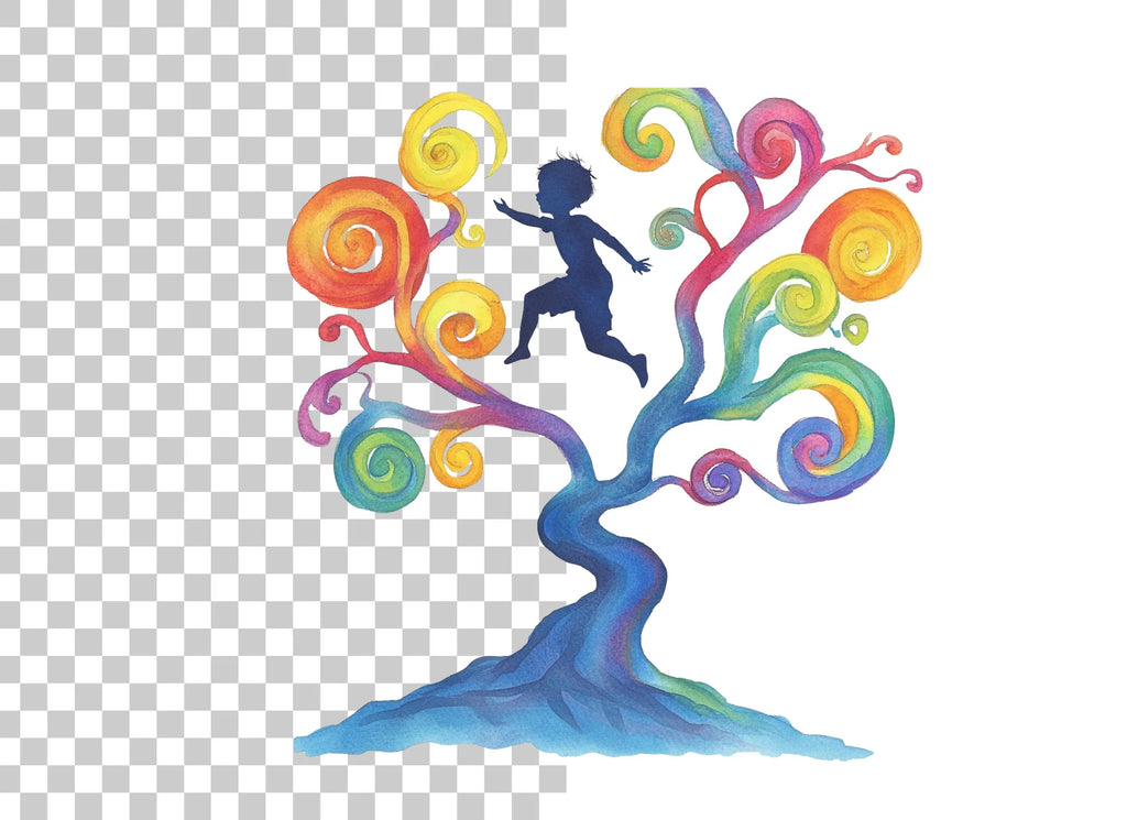 Colorful Swirl Trees Silhouettes Clipart Bundle