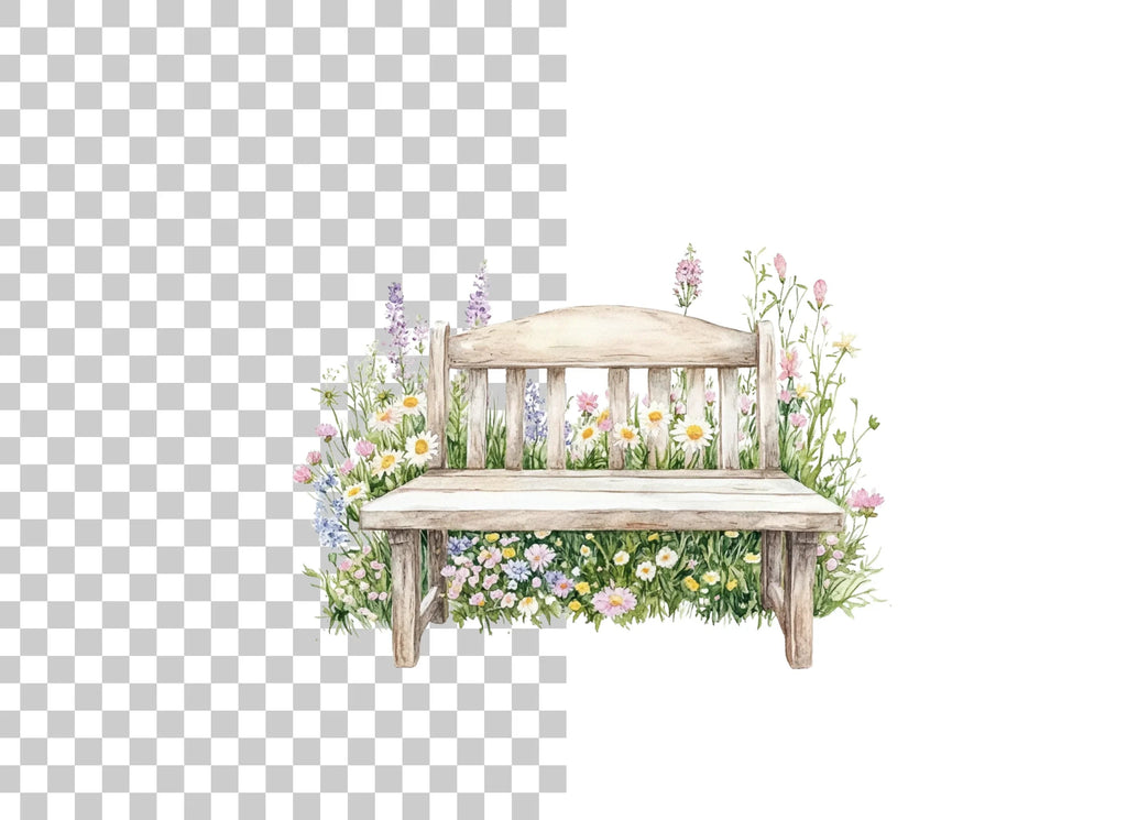 Garden Bench Clipart Bundle