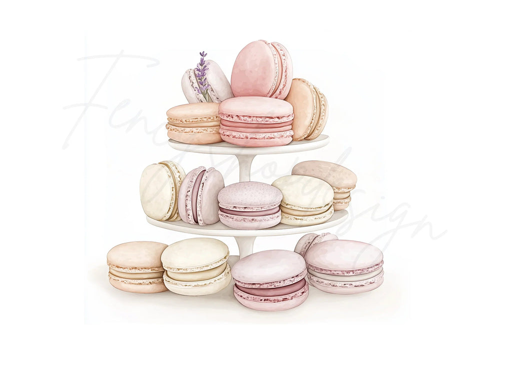 Elegant Macaron Towers Clipart Bundle