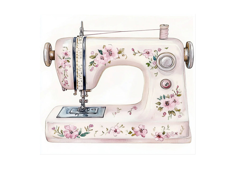 Vintage Floral Sewing Machine Clipart Bundle