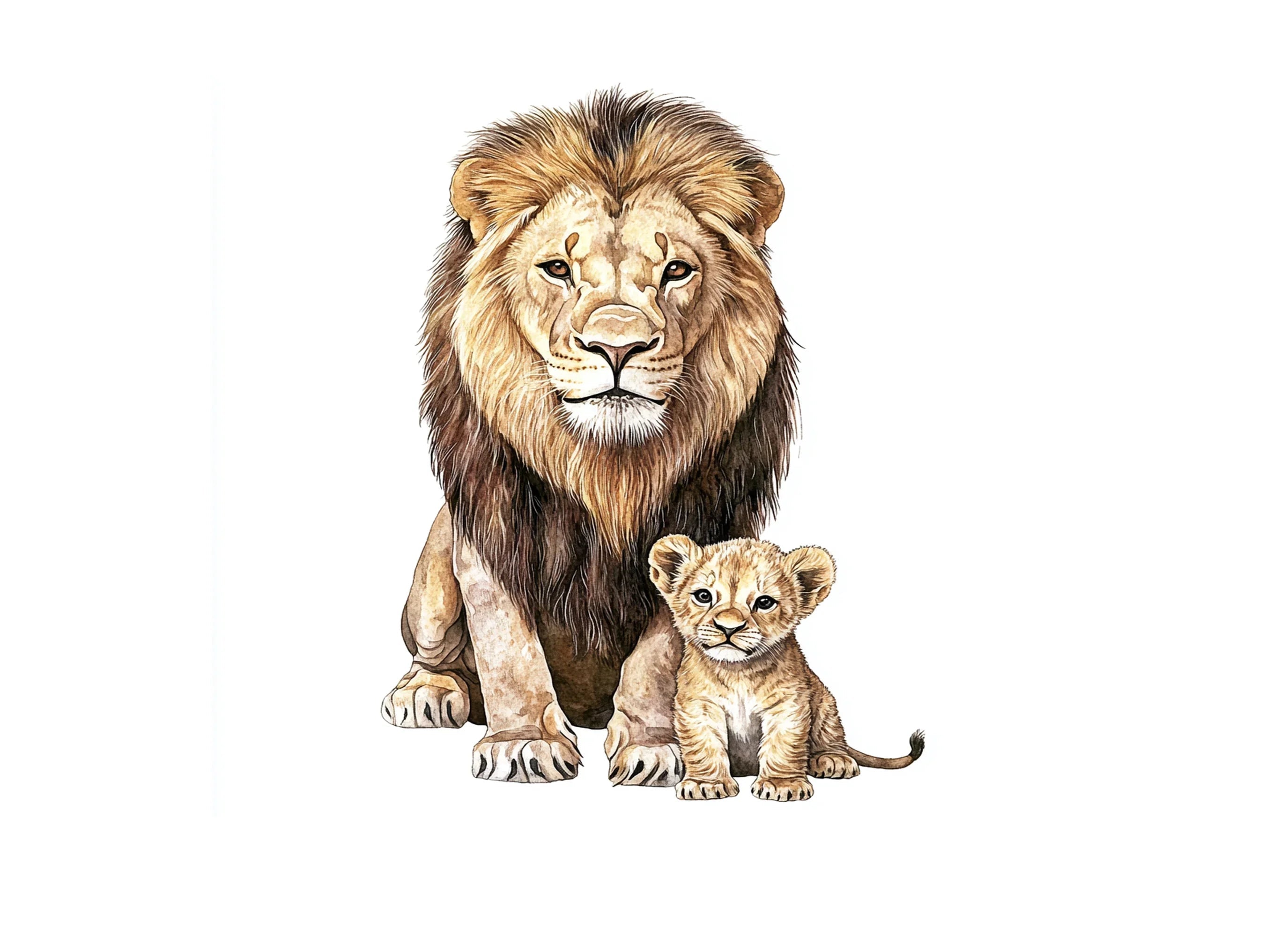 Majestic Lion and Cub Clipart Bundle