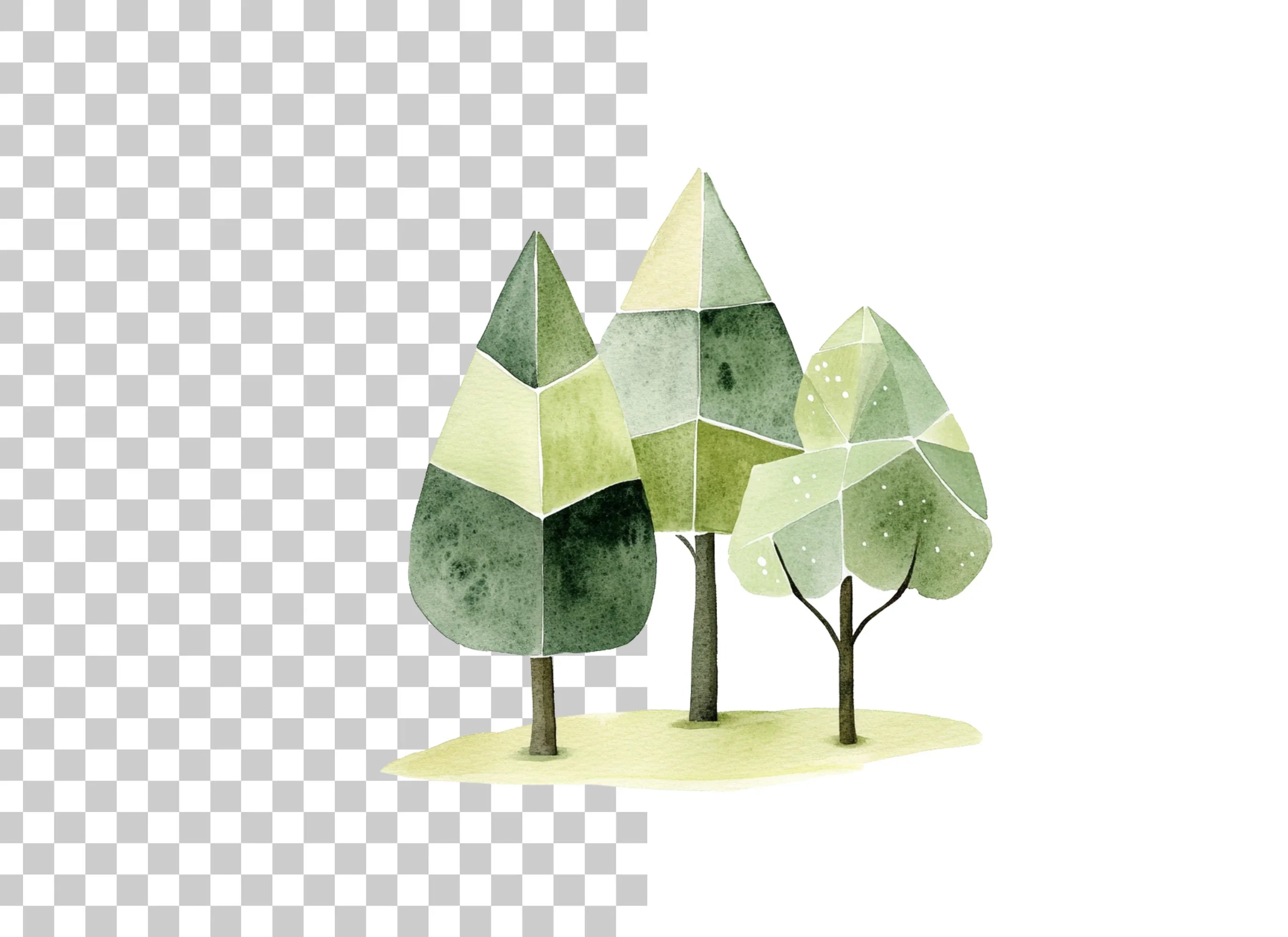 Abstract Forest Trees Clipart Bundle