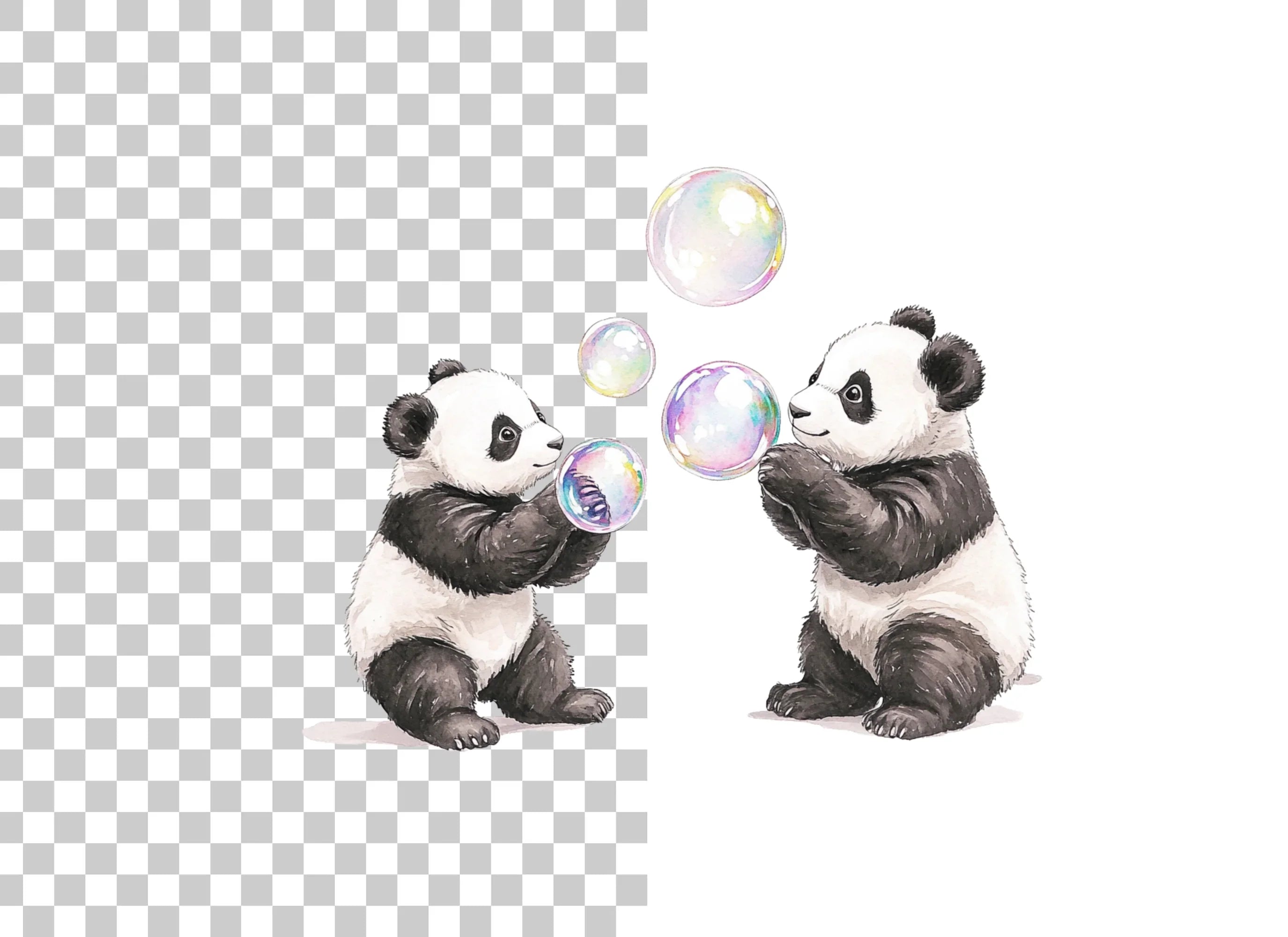 Playful Panda Blowing Bubbles Clipart Bundle