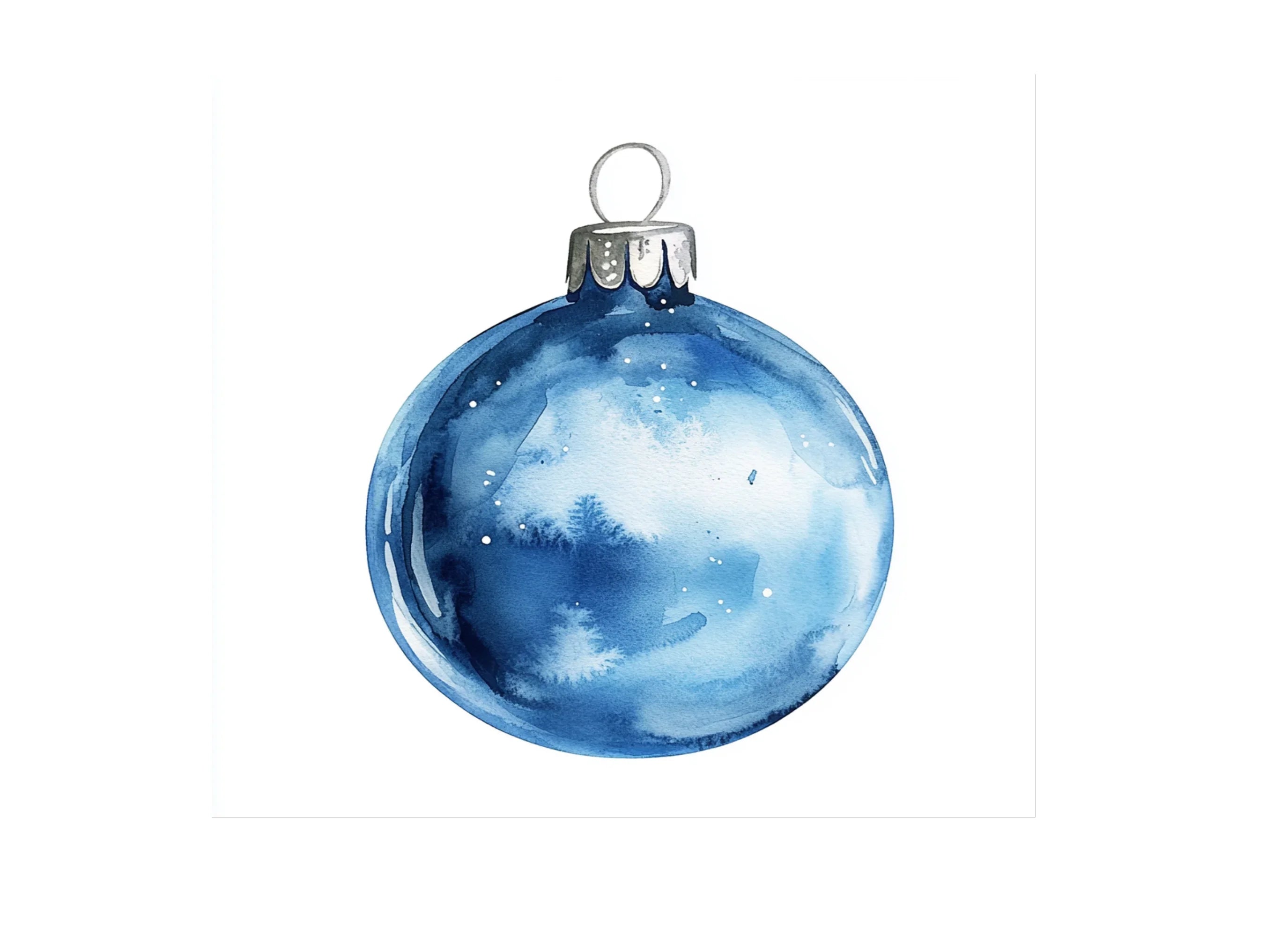 Blue Christmas Ornaments Clipart Bundle