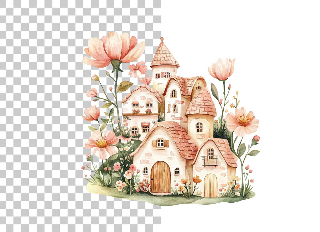 Enchanted Floral Houses Clipart Bundle