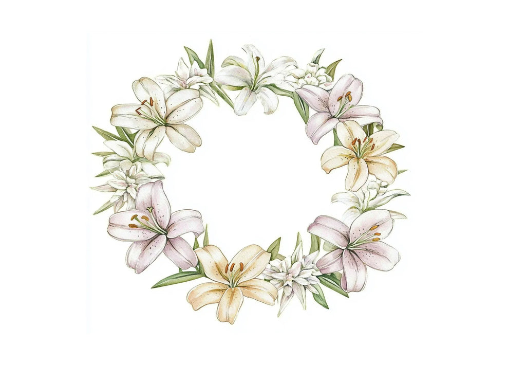 Colorful Lily Wreath Clipart Bundle