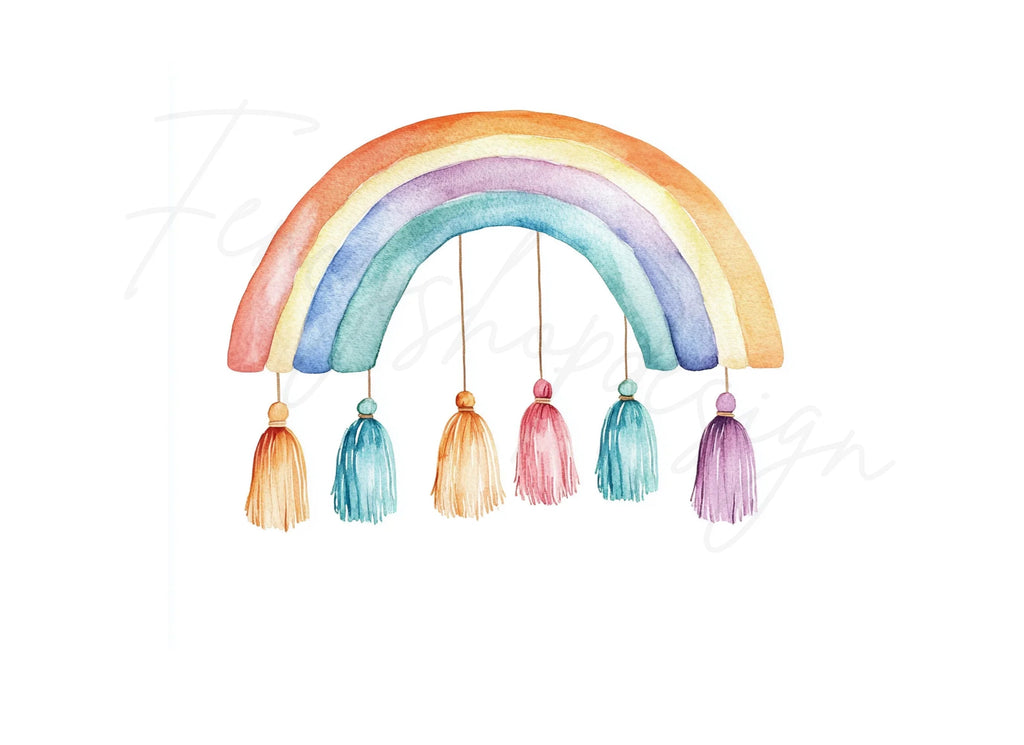 Boho Rainbow Tassels Clipart Bundle