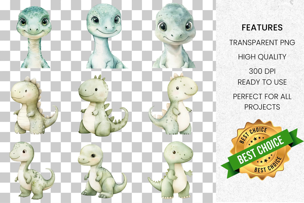 Cute Baby Dinosaur Clipart Bundle
