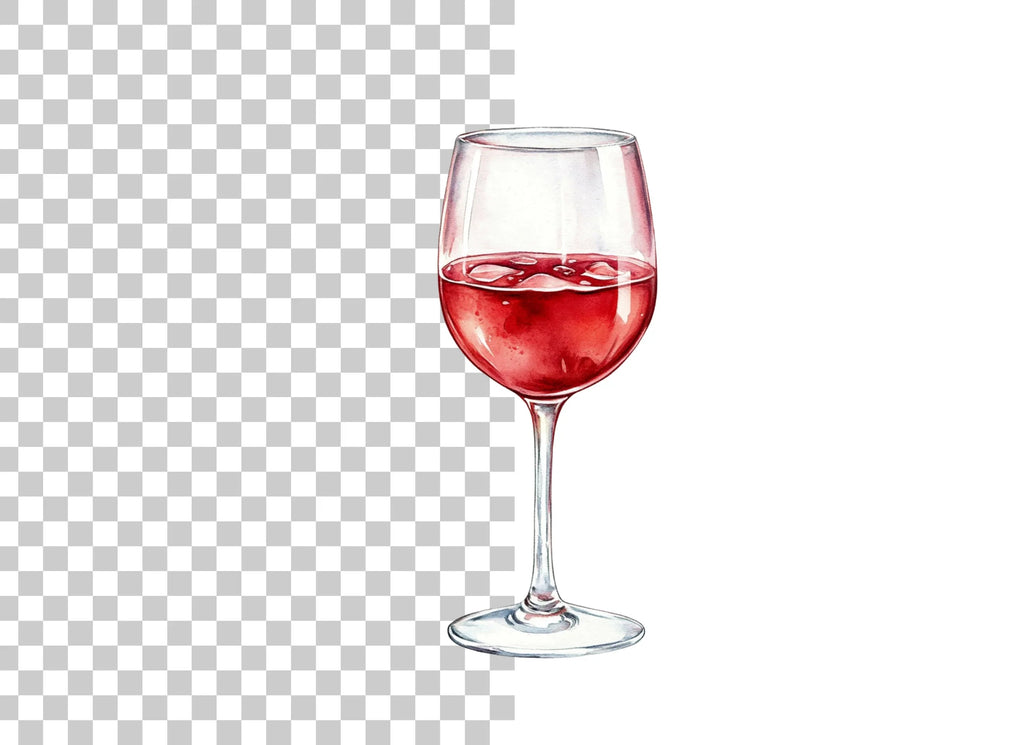 Red Wine Glasses Clipart Bundle