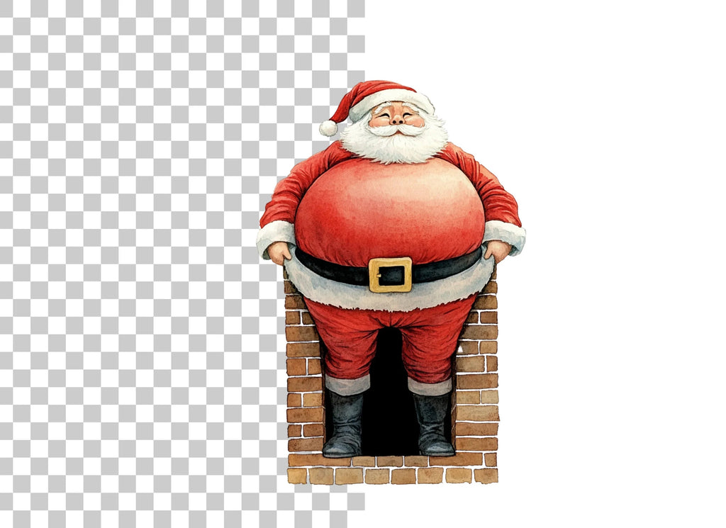 Santa Claus Stuck in Chimney Clipart Bundle