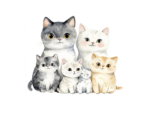 Adorable Cat Family Clipart Bundle