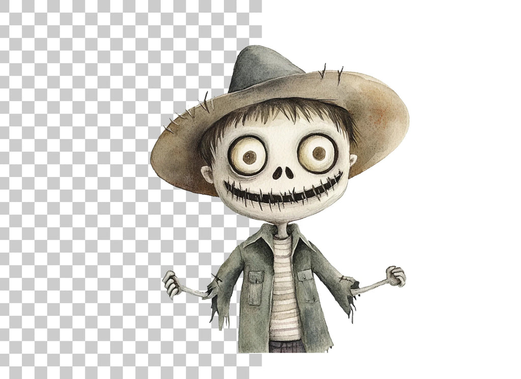 Cute Scarecrow Boy Halloween Clipart Bundle