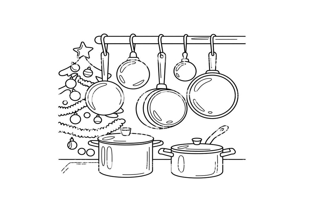 Christmas Kitchen Pots Coloring Books