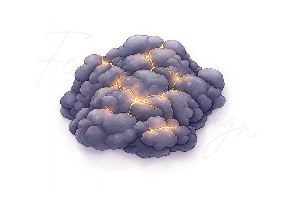 Glowing Cracks in Dark Cloud Formations Clipart Bundle