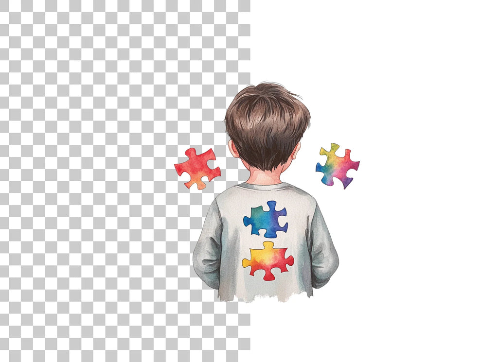 Boys with Puzzle Pieces Clipart Bundle