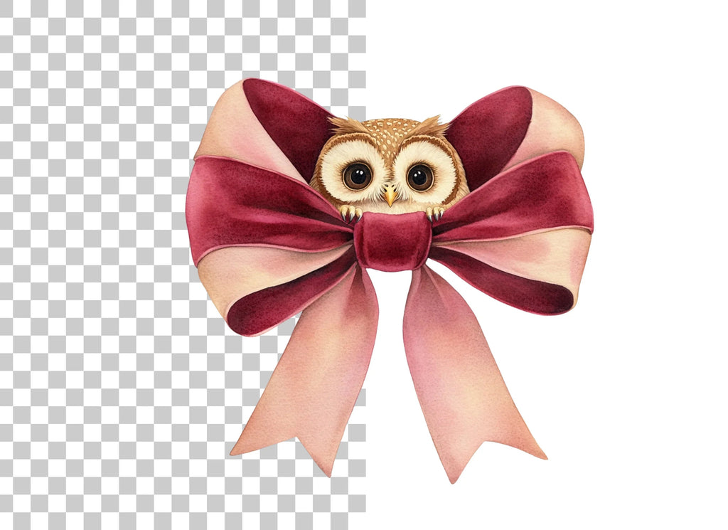 Cute Owl with Pink Bow Clipart Bundle