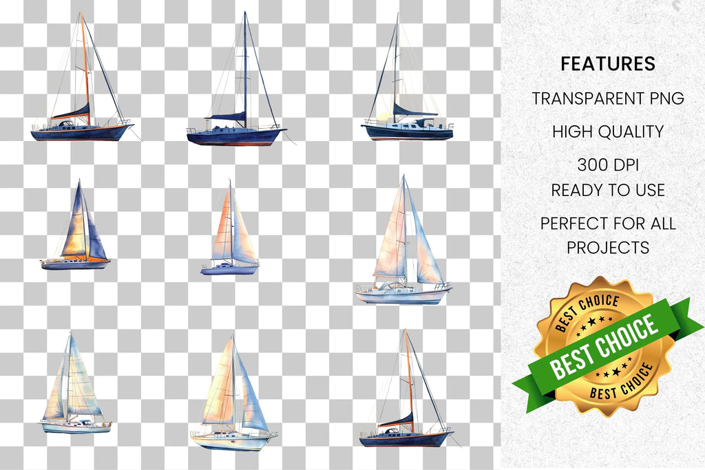 Sailboat Ocean Clipart Bundle