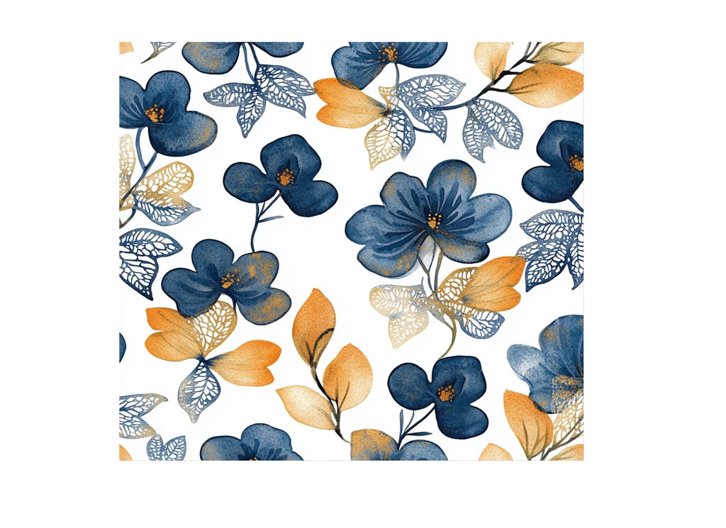 Vibrant Blue and Orange Floral Clipart Bundle