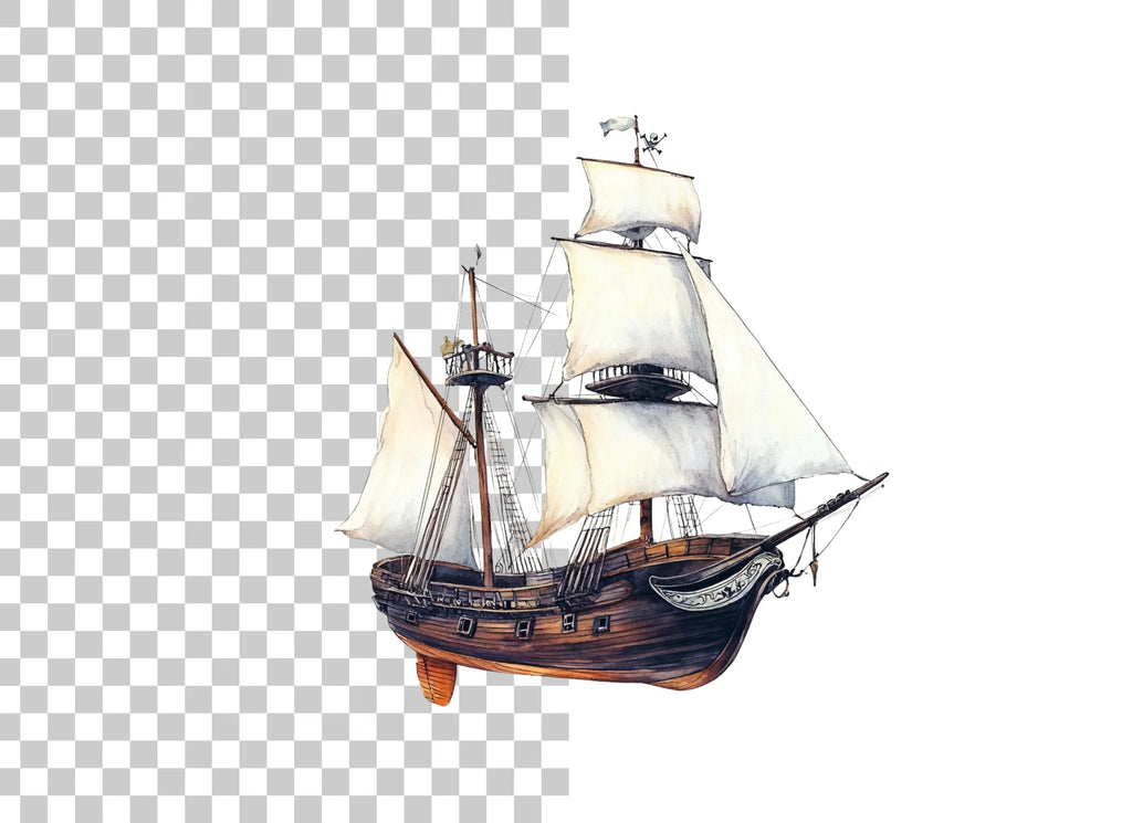 Vintage Pirate Ship Clipart Bundle
