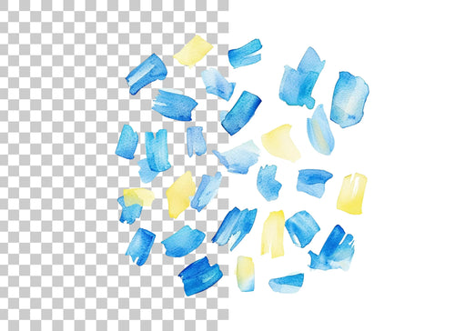 Abstract Blue Yellow Strokes Clipart Bundle