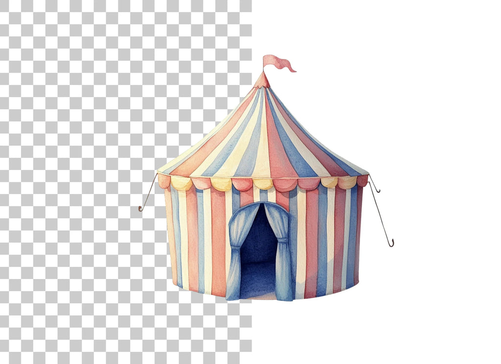 Pastel Circus Tent Clipart Bundle