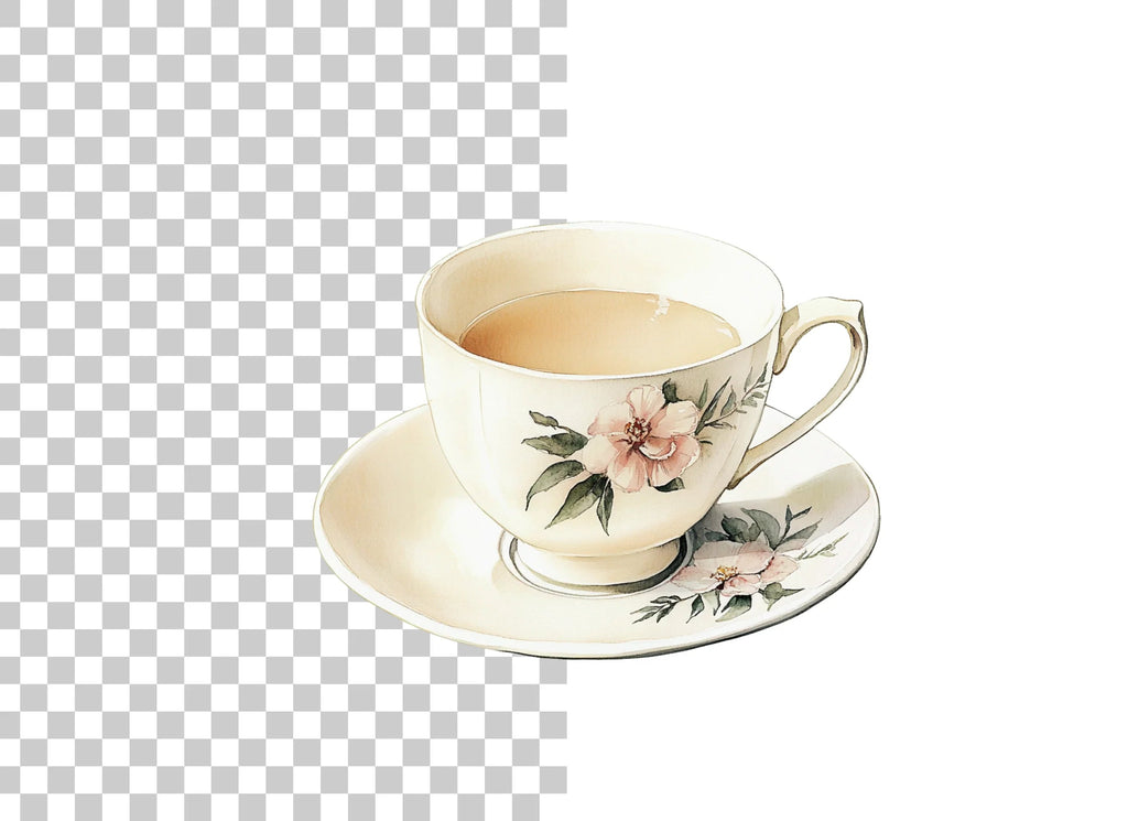 Elegant Floral Teacup Clipart Bundle