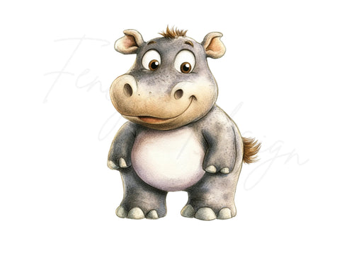 Adorable Baby Hippo Clipart Bundle