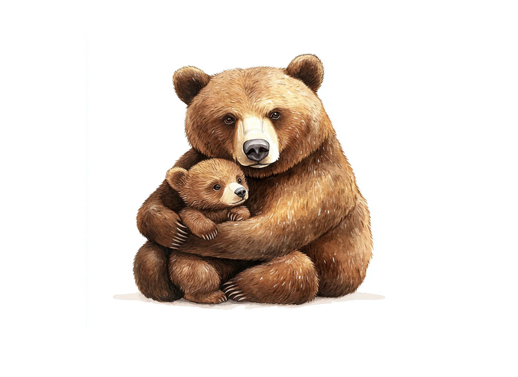 Cute Mama Bear and Cub Clipart Bundle